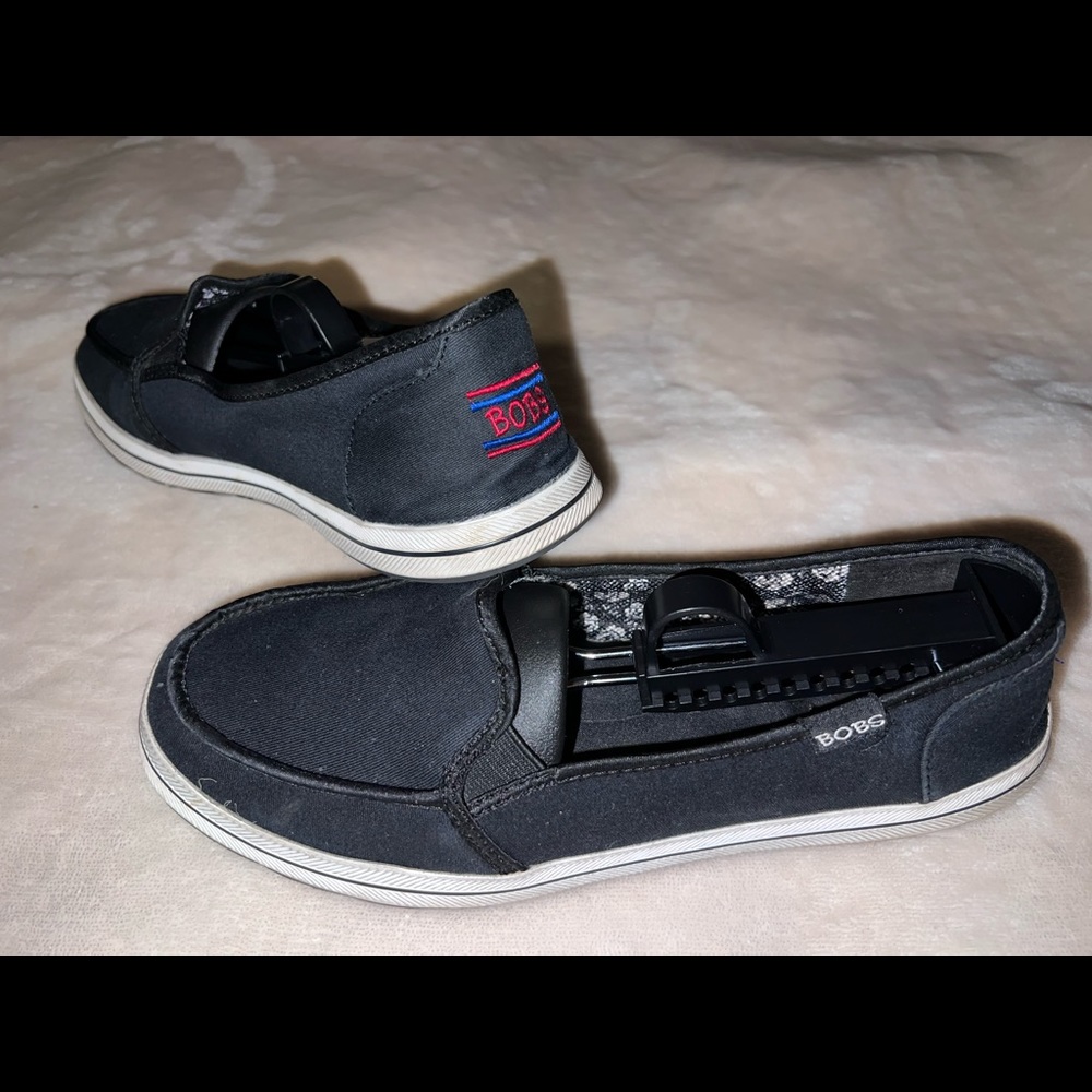 BOBS Black Womens 8.5 Canvas StrechFit Shoes